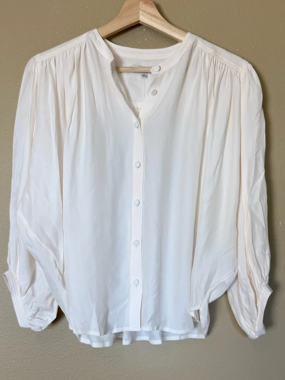 Madewell Puff-Sleeve Button-Front Blouse in Cream NWT Size Medium